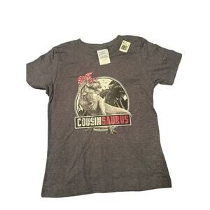 NWOT Port and Company Kid's Cousinsaurus Gray Short Sleeve T Shirt Bow Size 4T